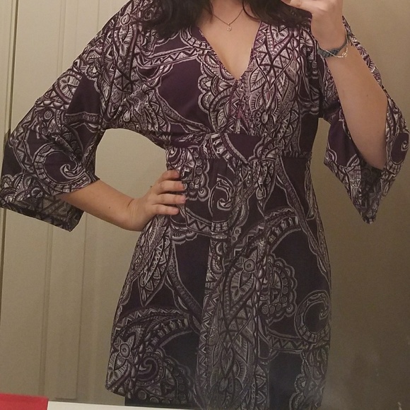 INC. Purple top with detail shapes boho - Picture 3 of 4